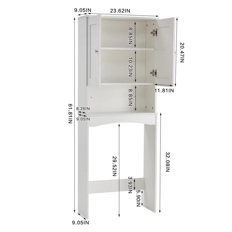 HLILish Home Bathroom Shelf Over-The-Toilet, Bathroom Spacesaver, Bathroom Storage Cabinet Organizer