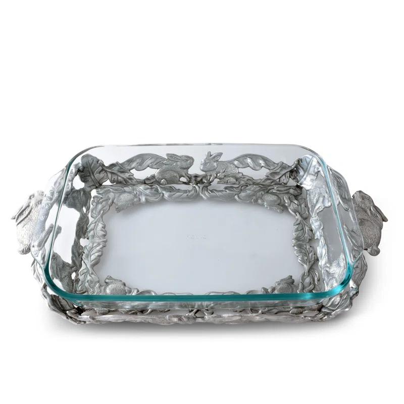 Silver Bunny Aluminum and Glass 3-Quart Casserole Dish