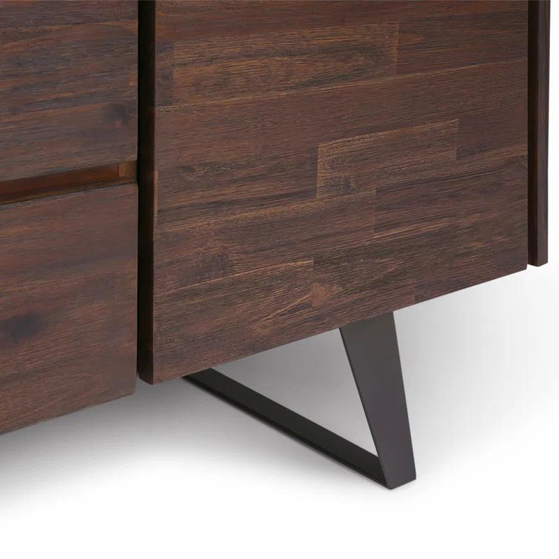 Simpli Home Lowry 60"W Solid Wood Modern Industrial 2-Door Sideboard Buffet with 3 Center Drawers