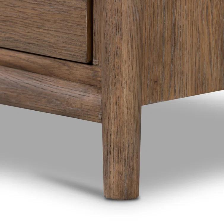 Weathered Oak Rustic 3-Drawer Nightstand