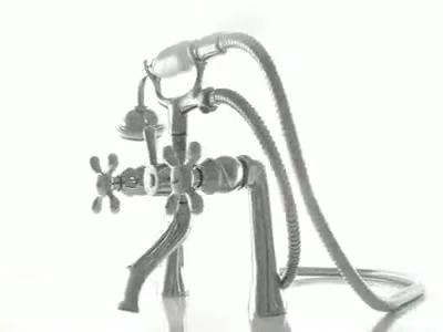 Kingston Brass KS268C Kingston Brass Kingston Three-Handle 2-Hole Deck Mount Clawfoot Tub Faucet with Hand Shower