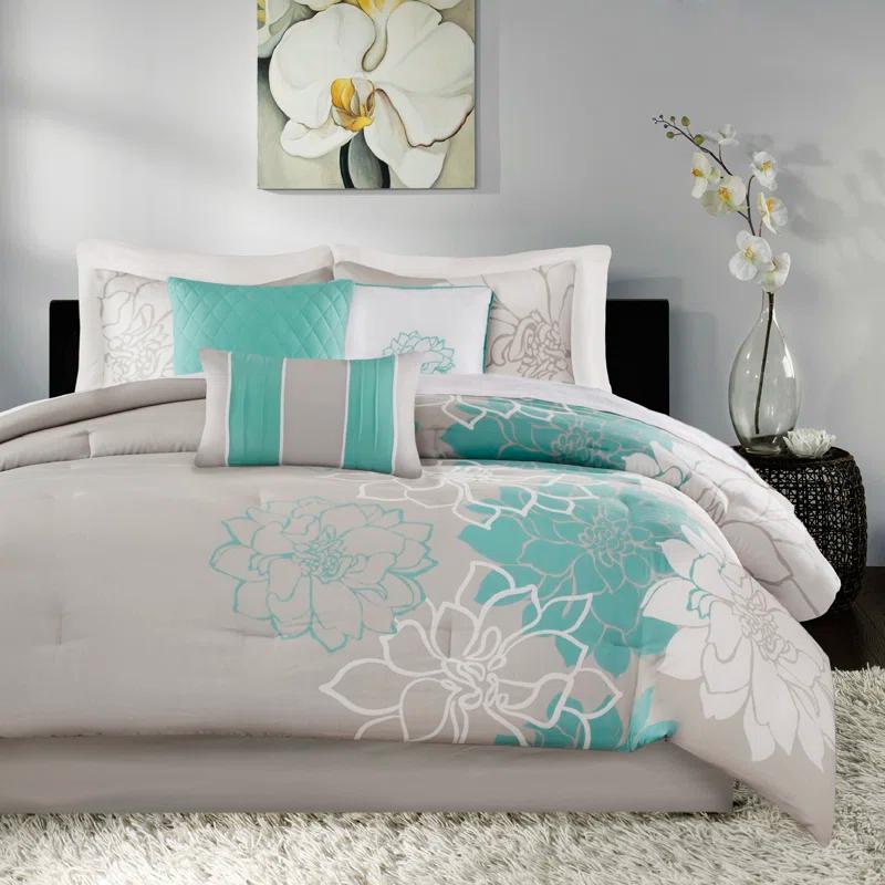 Madison Park Lola 7 Piece Floral Cotton Comforter Set
