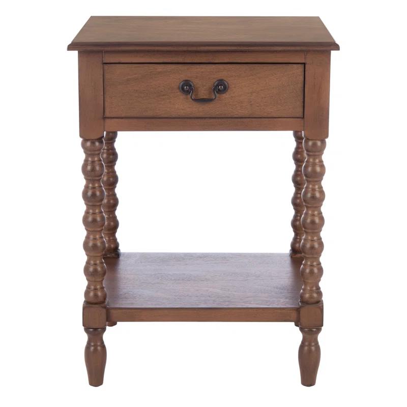 Dakota Fields Solid Wood Top End Table with Storage