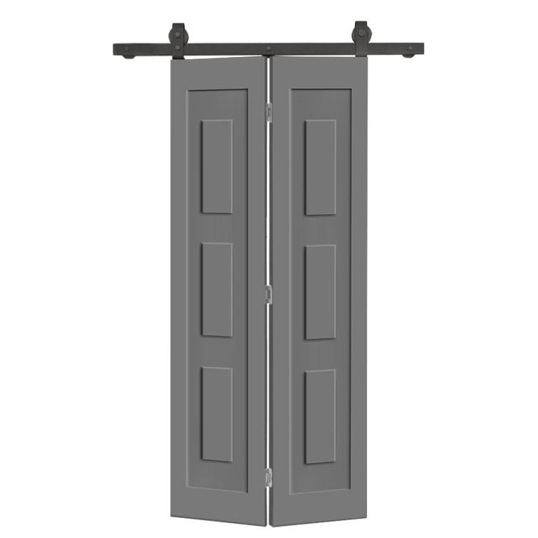 Calhome 3 Panel Shaker Composite Bi-Fold Door with Sliding Barn Door Hardware Kit