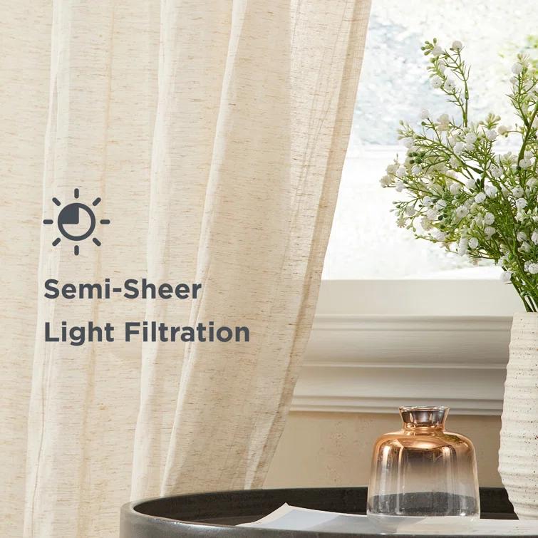 Solid Semi-Sheer Curtain Panels (Set of 2)