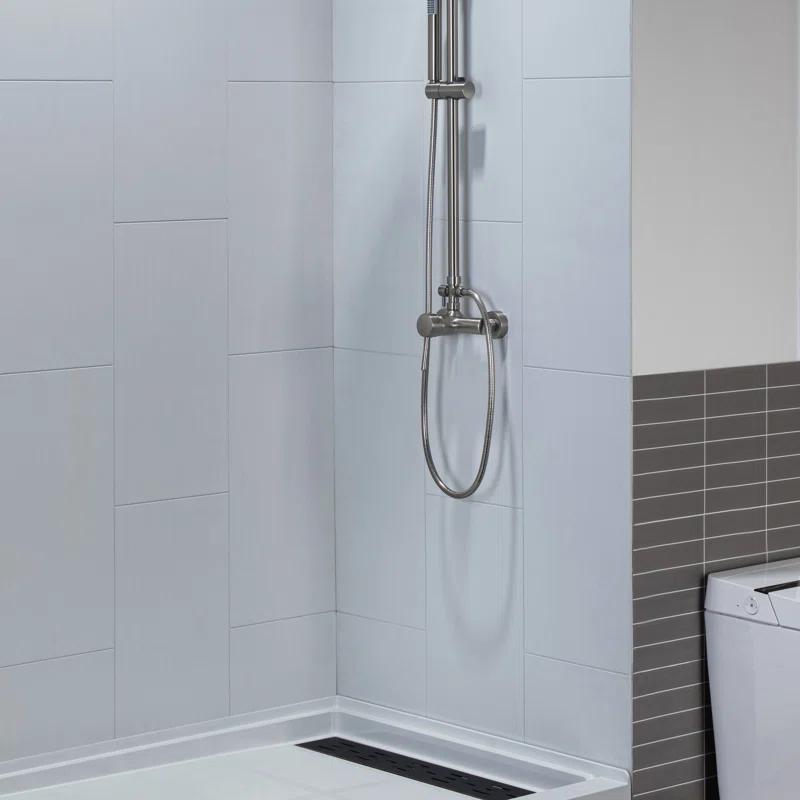 WoodBridge 75/96" H Solid Surface Shower & Tub Wall Panel, Surround, Quick Install, Cuttable, 0.138" thick
