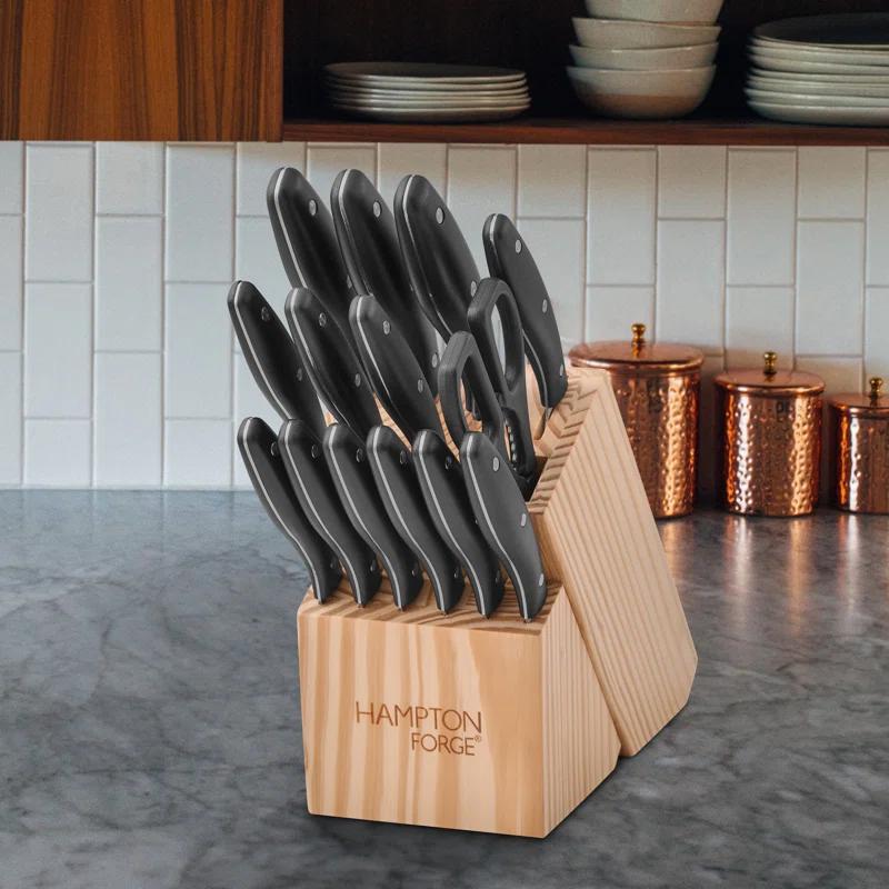 Hampton Forge Rochester - 15 Piece Knife Block Set, Full Tang, Triple Rivets & Reviews | Wayfair