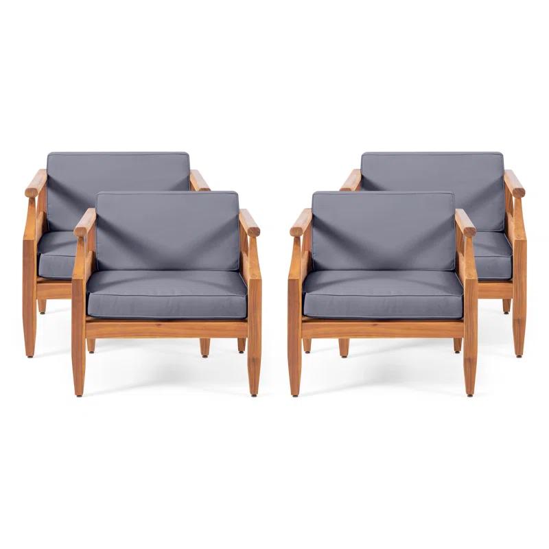 Rosecliff Heights Leist Outdoor Patio Chair with Cushions (Set of 4)
