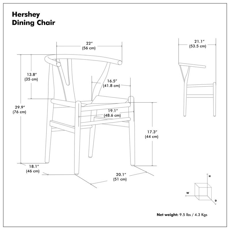Simpli Home Hershey Solid Wood Dining Chair with Y-Back Design in Mid-Century Modern Style (Set of 2) (Set of 2)