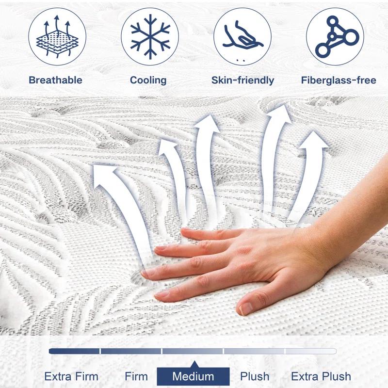 Alwyn Home Alwyn Home Cool 12" Hybrid Mattress Medium Firm Gel Memory Foam Mattress-10-Year Warranty- 100 Night Trial