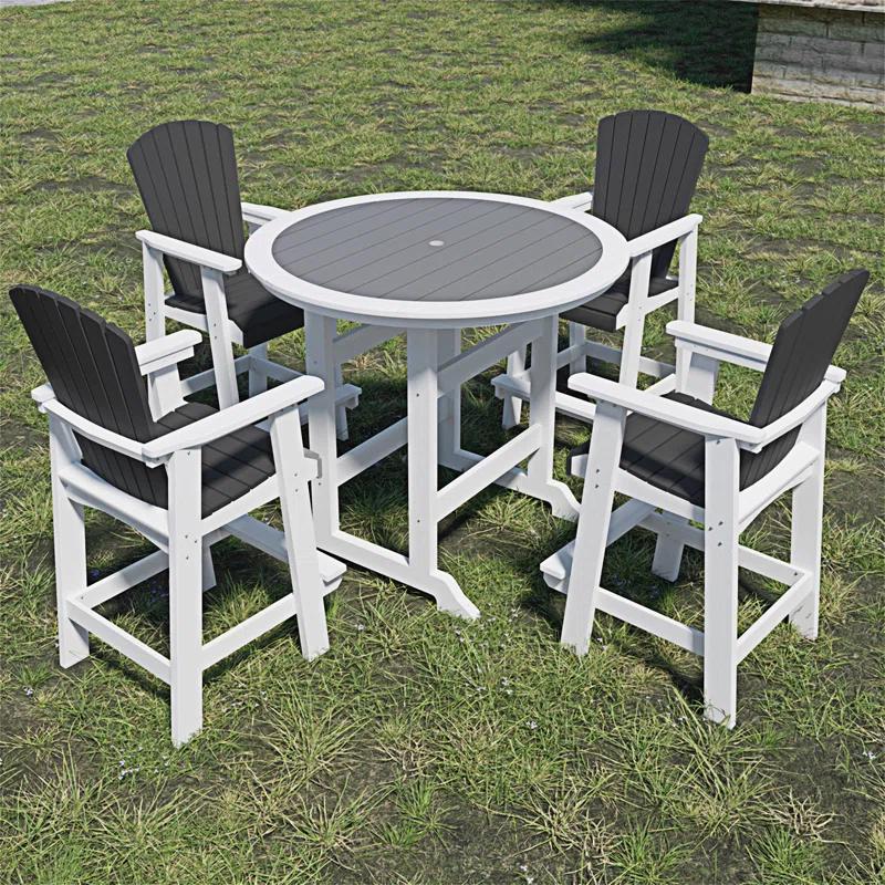 Ceballos Patio Bar Table Set High Top Outdoor Table And Chairs Set Of 5 Bar Table & Stools Set With Tall Adirondack Chairs Set For 4