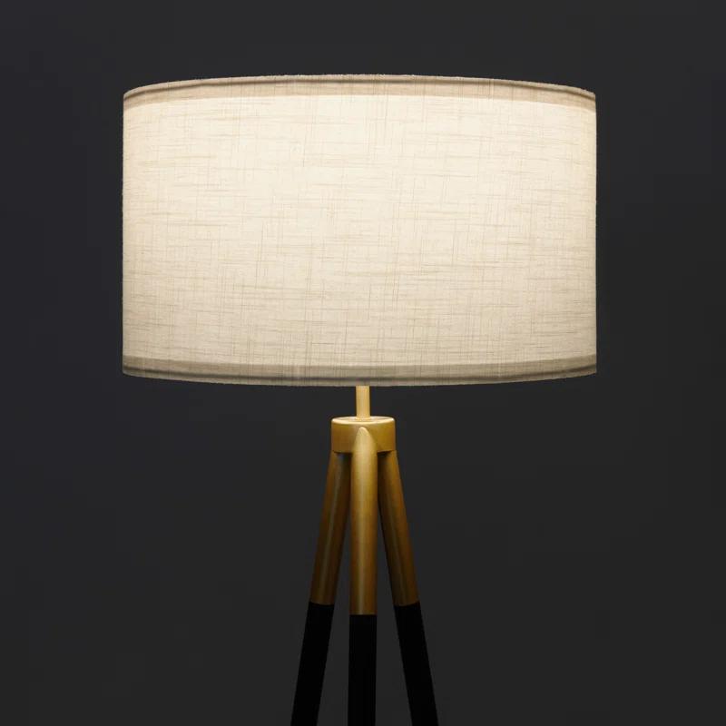 Brightech Levi 61 in. Mid Century Modern Tripod Floor Lamp with Fabric Drum Shade and Gold Finish - LED Bulb Included