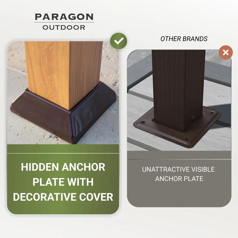 Paragon-Outdoor Florence 11 ft. W x 11 ft. D Wood Grain Aluminum Pergola in Canadian Cedar with Convertible Canopy