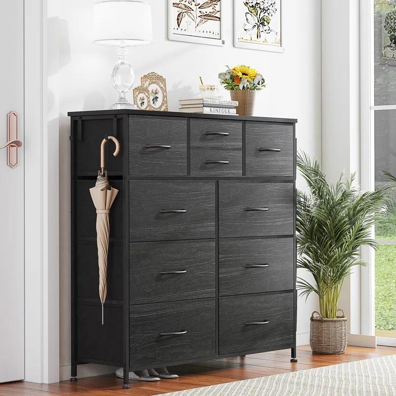 Sienna-Marie 10 - Drawer Dresser, Chest of Drawers for Bedroom with 4 Side Pockets and 2 Hooks