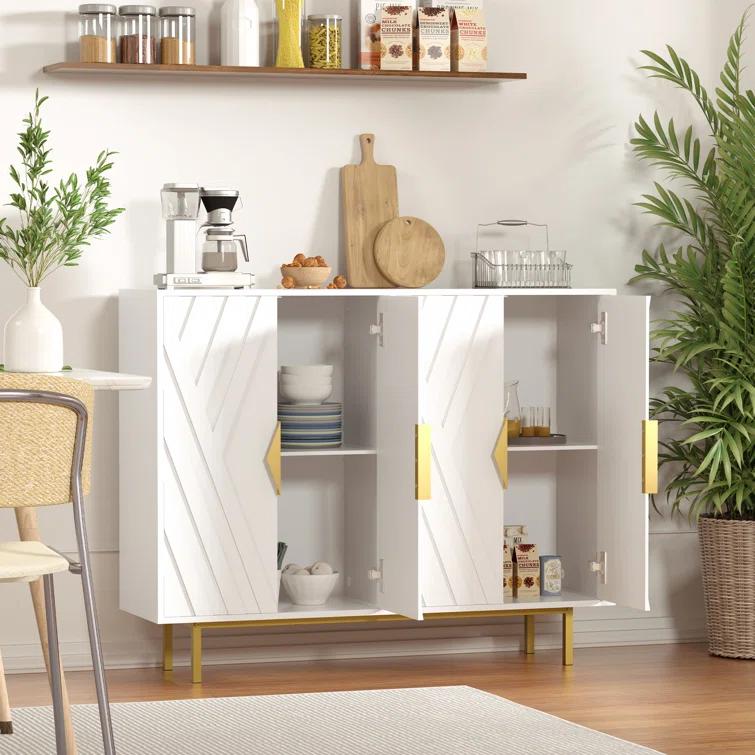 Mercer41 47.2" Accent Cabinet With 3D Geometric Doors