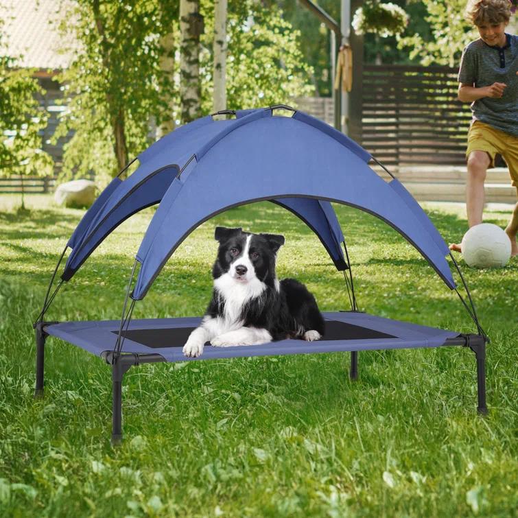 Tucker Murphy Pet™ Elevated Dog Bed With Canopy, Outdoor Dog Cot With Removable Canopy Shade Tent, Raised Pet Cot