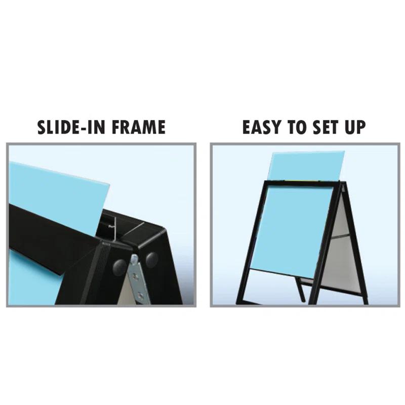 Azar Displays Small Black Slide In A-Frame Double-Sided Indoor/Outdoor Sidewalk Stand 22"W X 28"H