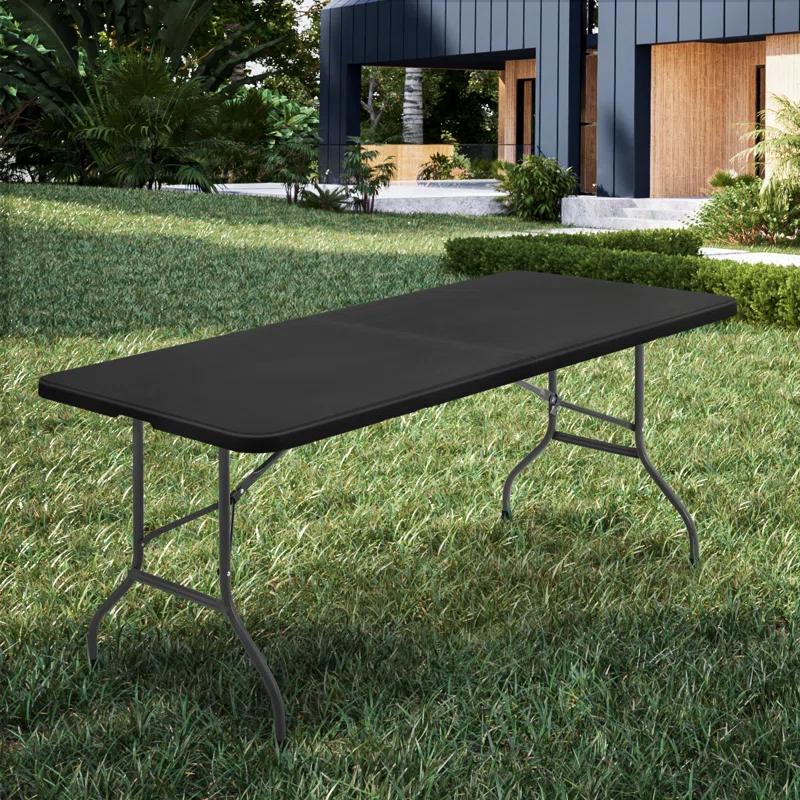 Plastic Folding Card Table, Indoor Outdoor Portable Picnic Table with Carrying Handle for Camping