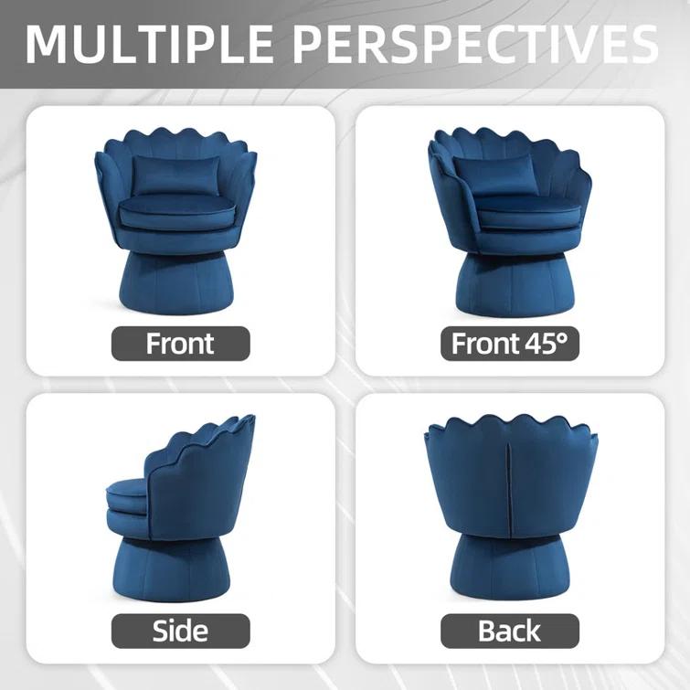 House of Hampton® Upholstered Velvet Swivel Barrel Accent Chair (Set of 2)