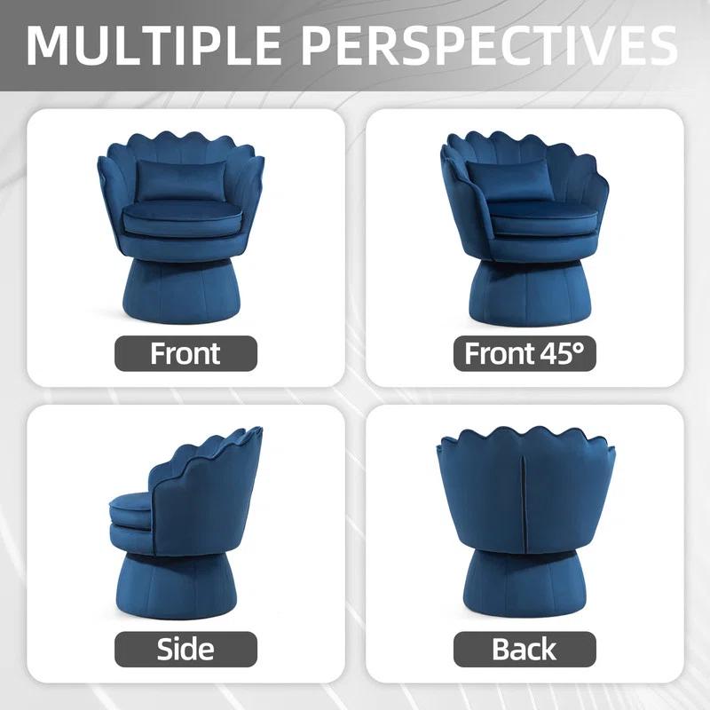 House of Hampton® Upholstered Velvet Swivel Barrel Accent Chair (Set of 2)
