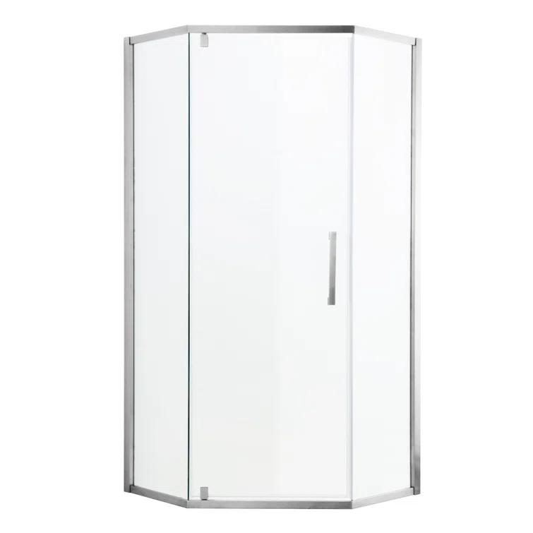 Audiohome Shower Door 34-1/8" X 72" Semi-Frameless Neo-Angle Hinged Shower Enclosure AHYTD-W124366340