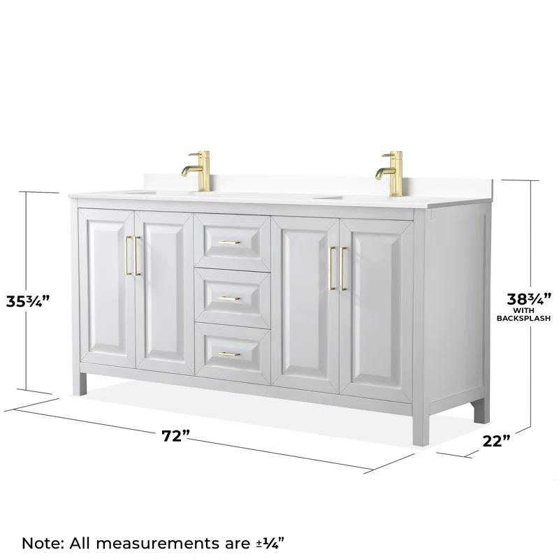 Wyndham Collection Daria 72'' Double Bathroom Vanity with Carrara Marble Top
