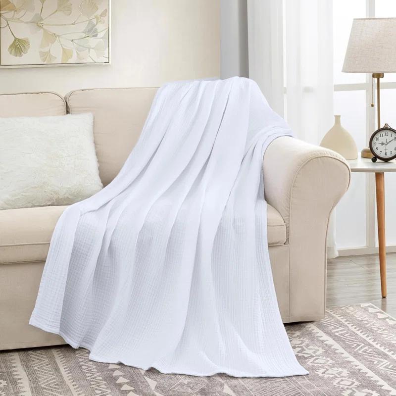 Chezmoi Collection Airy Lightweight 4 Layer Cotton Muslin Blanket