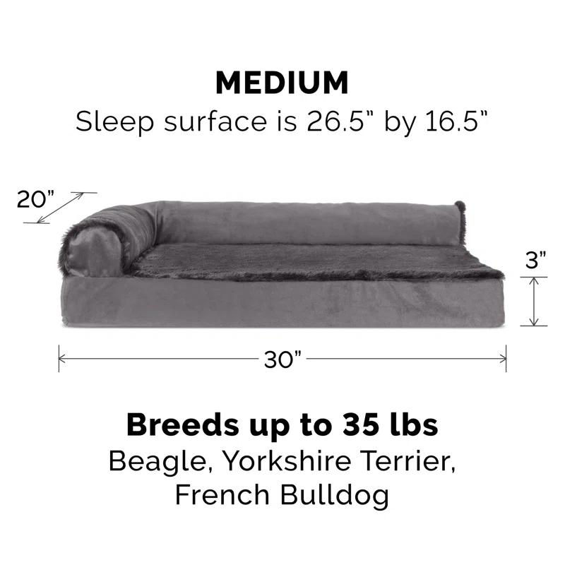 Plush & Velvet Deluxe L-Chaise Orthopedic Pet Bed