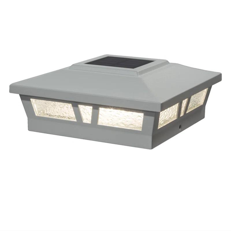 Classy Caps Oxford Solar Powered Integrated LED Aluminium Fence Post Cap Light 6 in. x 6 in. with Base Adapter Included