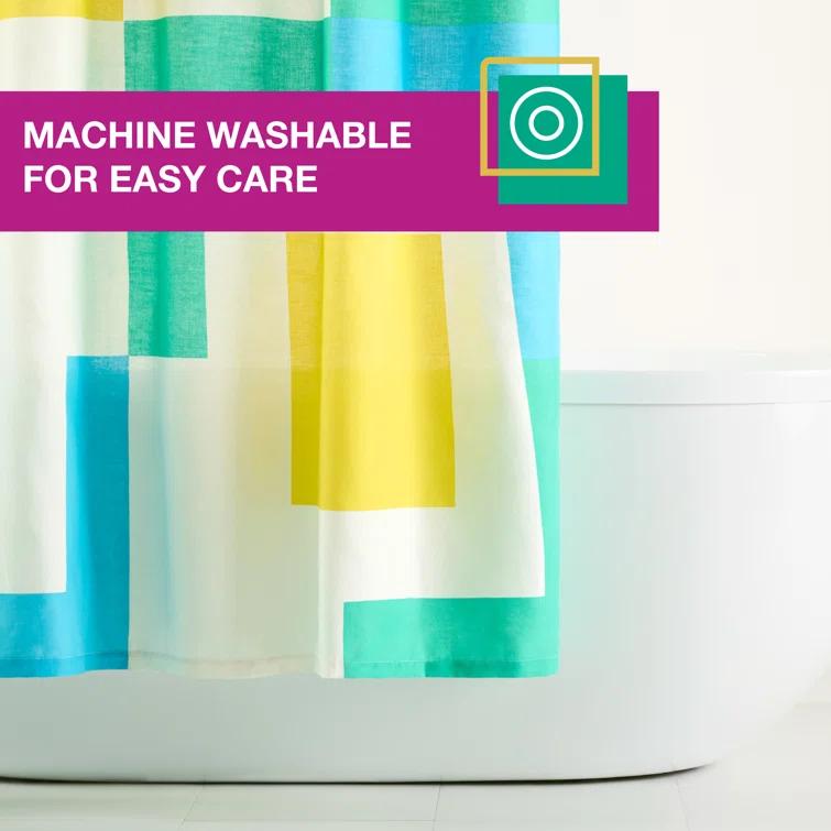 Town & Country Living TOWN & COUNTRY PLAY Lucy Mid Century Squares Fabric Shower Curtain 70"x72"