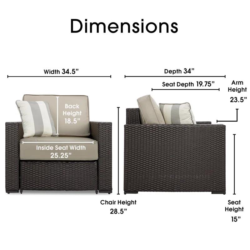 Serta Laguna Outdoor Patio Furniture Collection Arm Chair, Brown Wicker