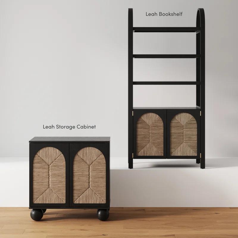 Nathan James Boho Storage Cabinet with Ball-Style Feet and Seagrass Door Panels
