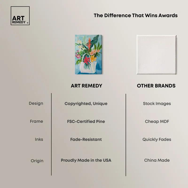 Art Remedy Art Remedy Tropical Flower Bag Framed Flowers In Vase Paintings 55517