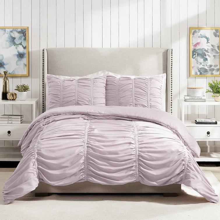 Modern Heirloom Emily Ruched Solid Textured Comforter Set