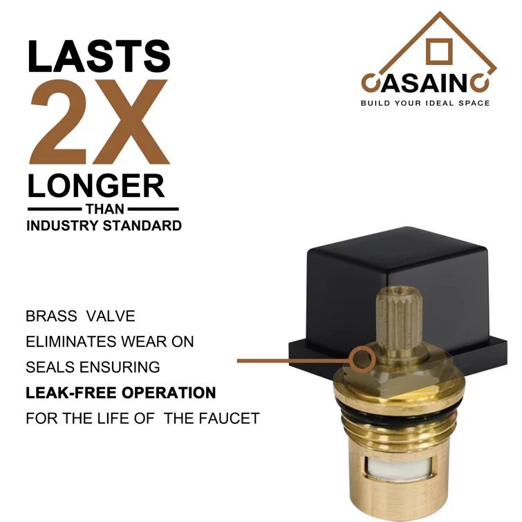 CASAINC Widespread Faucet 2-Handle Bathroom Faucet with 3 Holes and Pop Drain M1370-MB