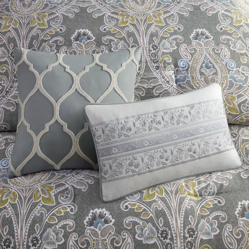 Harbor House Hallie Gray Traditional 6 Piece 100% Cotton Comforter Set