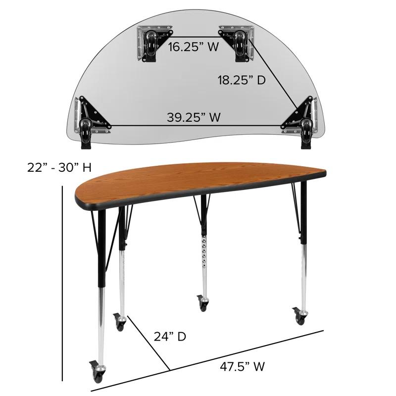 Flash Furniture Goddard Half Circle Wave Collaborative Adjustable Height Activity Table