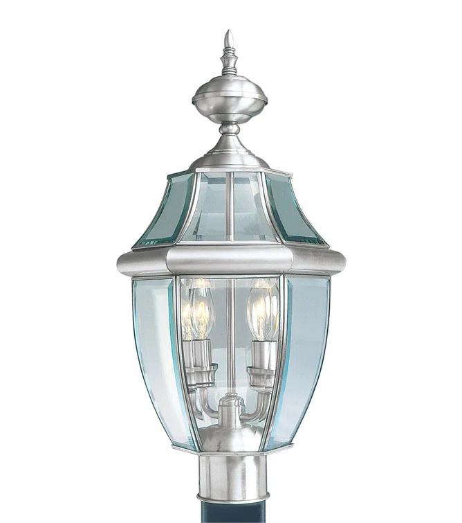 Lighting Lumens Outdoor Post Lantern Pendant with Clear Glass Shade - 2 Light Fixture