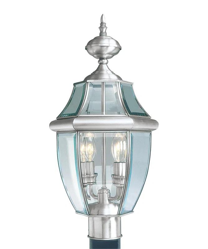 Lighting Lumens Outdoor Post Lantern Pendant with Clear Glass Shade - 2 Light Fixture