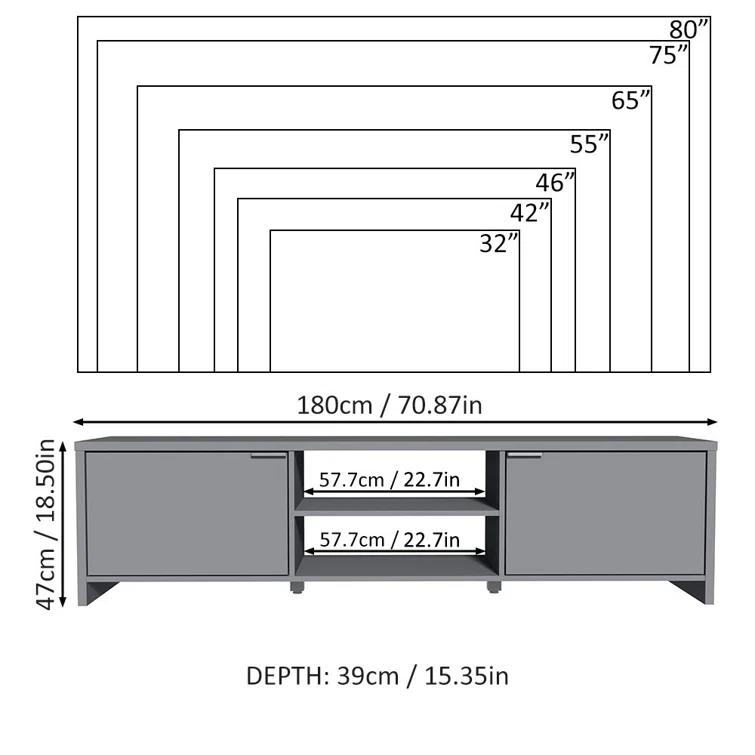 Ebern Designs TV Stand Large Media Console with Cable Management for 65, 75 Inch Media Storage Gaming Living Room Entertainment Center Modern Wooden Television Cabinet
