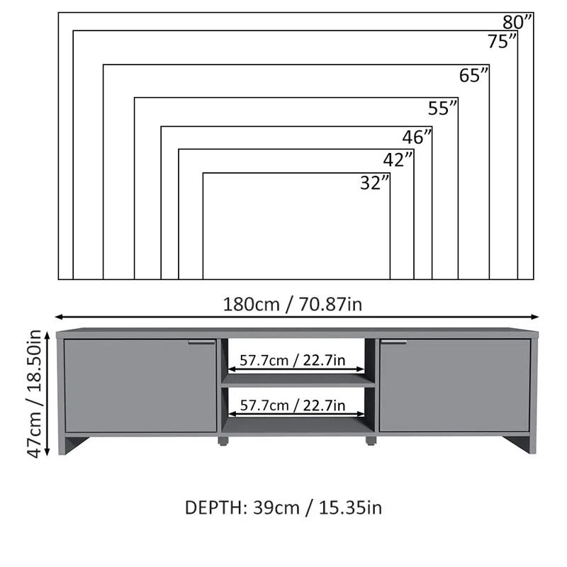 Ebern Designs TV Stand Large Media Console with Cable Management for 65, 75 Inch Media Storage Gaming Living Room Entertainment Center Modern Wooden Television Cabinet