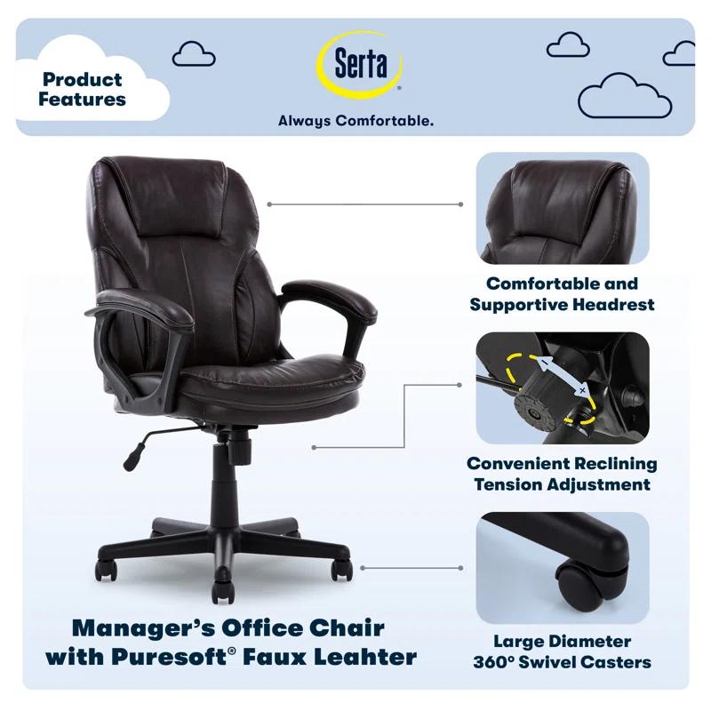 Serta Serta Mitchell Ergonomic Manager's Office Chair, Roasted Chestnut Brown