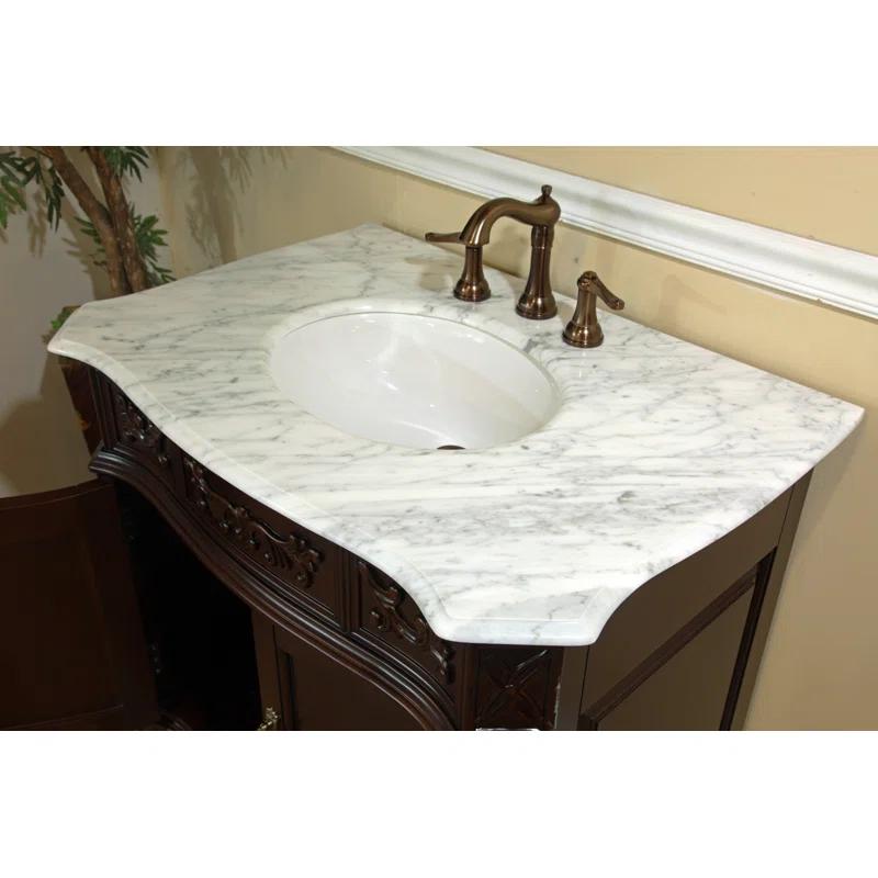 Bellaterra Home 34.6'' Single Bathroom Vanity with Carrara Marble Top