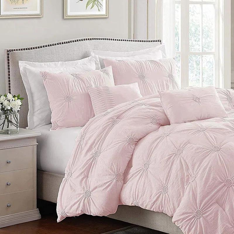 Swift Home Supreme Microfiber Floral Pintuck Microfiber 3-Piece Comforter Set