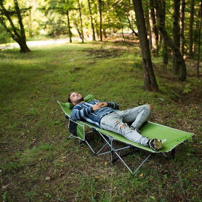 Alpcour Alpcour Folding Camping Cot - Compact Single Person Bed with Pillow for Indoor & Outdoor Use