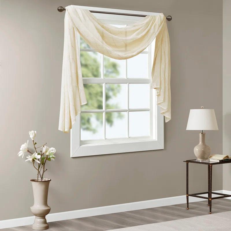 Madison Park Irina Solid Sheer Embroidered Single Window Scarf