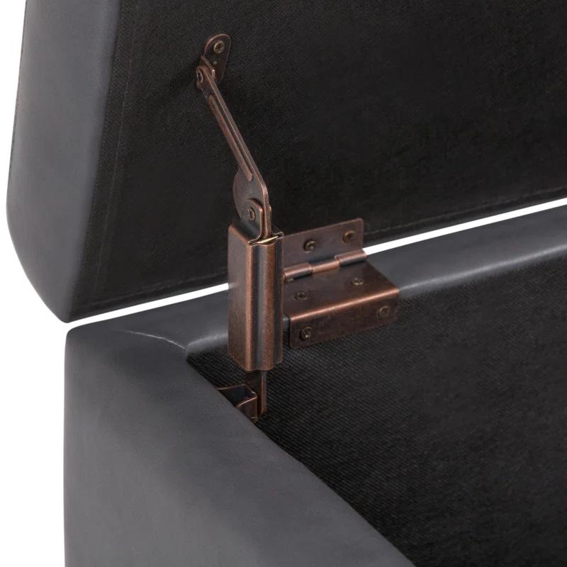 Simpli Home Hamilton 48"W Upholstered Storage Ottoman Bench with Lift-Top Lid, Tufted Design, and Nailhead Trim