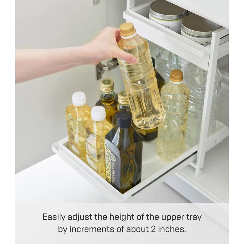 Yamazaki Home Yamazaki Home Tower Under-Sink Rack With Pull-Out Shelf, Versatile Kitchen Cabinet Storage Drawers, 2 Tiers, Sturdy Organization System - Steel