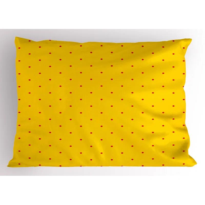 Ambesonne Retro Pillow Sham 2 Pack Vibrant Polka Dotted Design Earth Yellow Vermilion | Wayfair