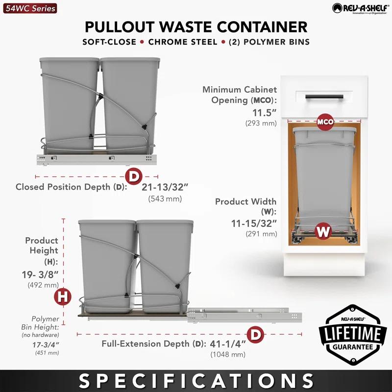 Rev-A-Shelf Rev-A-Shelf Double 27 qt. Pullout Trash Containers
